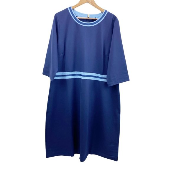 Draper James Persley Ponte Dress Nassau Navy Plus Size 2X NEW - Picture 3 of 12